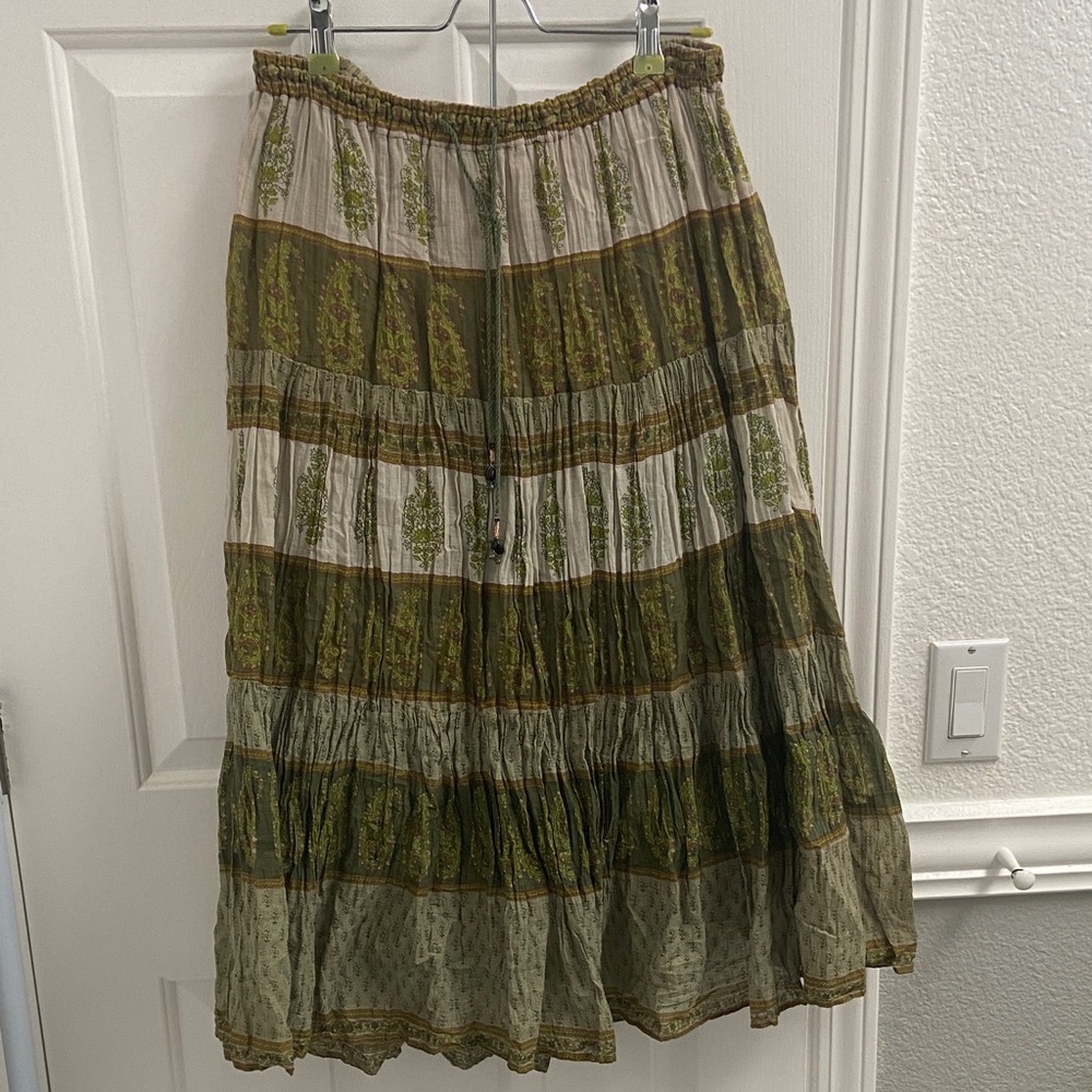 Green Bohemian Maxi Skirt